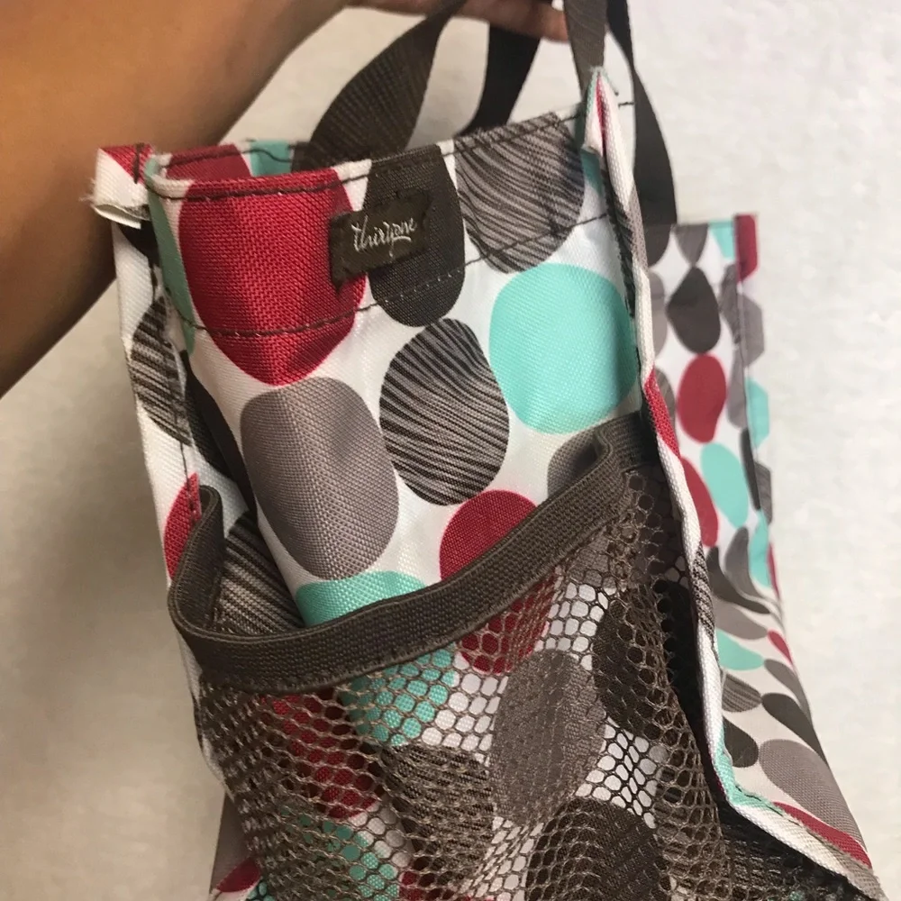 thirty-one Polka Dot Tote in Red, Aqua & Gray